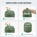 26oz Soup Thermo for Hot Food Kids with Buckle Lid Insulated Vacuum Food Jar Wide Mouth Leakproof Stainless Steel Lunch Container (Green)