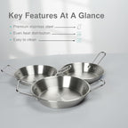 Au Gratin Dishes Stainless Steel, Specialty Gratins Pots and Pans, Cookware, Small Baking Dish with Handles, Set of 4, 27 Oz, for Oven Roasting, Individual portion, Pie (Silver, 8.3 Inch)