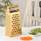 MINGYU Professional Kitchen Accessories 4pcs - Gold Box Grater 4 Sides, Garlic Press Stainless Steel, Potato & Apple Peeler, Stainless Steel Corn Peeler, Best For Vegetables & Fruits