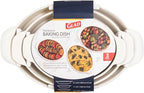 Glad Baking Dish Set, 3pc - Oval Stoneware Casserole Dishes for Oven and Microwave - Nesting Bakeware Set with Handles (11.5'', 10'', and 8.5''), Dishwasher Safe