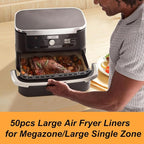 BYKITCHEN Air Fryer Liners for Ninja Foodi DZ071 7-QT/ 11-QT/Instant 9 Qt DualZone FlexBasket Airfryer, 100pcs Small Air Fryer Dual Liners & 50pcs Large Papers for 7-qt/11-qt Megazone