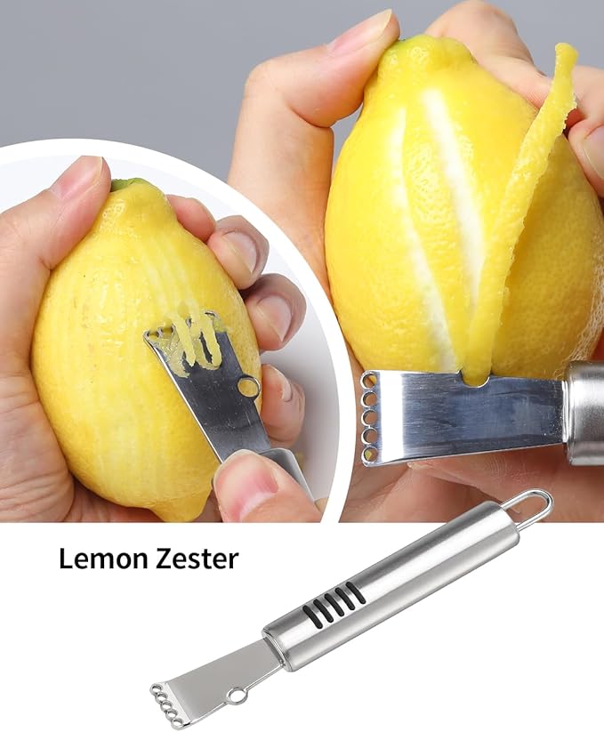 BURLIHOME 12 Pack Vegetable and Fruit Carving Tools, Chef Garnish Tools, Melon Baller Scoop Set, Lemon Zester, Vegetable Peeler, Apple Corer, Stainless Steel Carving Knife Set for Fruits