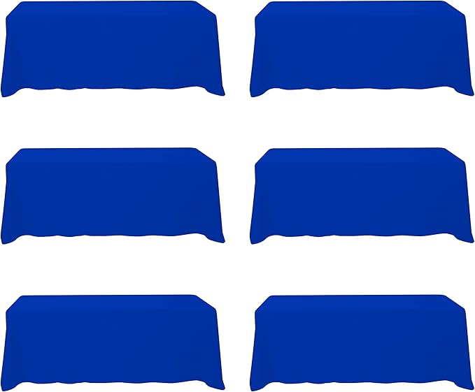 BRILLMAX 6 Pack Royal Blue Tablecloths for 8 Foot Rectangle Tables 90 x 156 Inch - 8ft Rectangular Bulk Linen Polyester Fabric Washable Cloth Cover for Wedding Reception Banquet Birthday Party