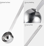 U-Taste Coffee Scoop 1&2 Tablespoon: 18/8 Stainless Steel Measuring Scooper for Ground Coffee, Bean, Powder, Espresso, 8.5in Long Handle Metal Meaure Spoon for Canister, Jar (1&2Tbsp/15&30ml, Silver)