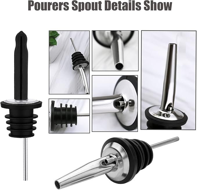 20 Pack Liquor Pour Spout, Liquor Bottle Pourers, Pour Spouts for Liquor Bottles with Dust Caps Seal Covers, Bar Tool, Hygienic, Dishwasher Safe