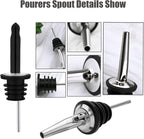 Pafusen 6 Pack Liquor Bottle Pourers, Liquor Pour Spout for Liquor Bottles, Stainless Steel Olive oil Dispenser Spout, Alcohol Pourer Spouts Dust Caps Long Covers, Gold