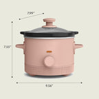 bella 1.5 Qt Slow Cooker with 3 Heat Manual Control, Ceramic Nonstick Coating, Dishwasher Safe Stoneware Pot and Tempered Glass Lid, Tangle Free Cord Wrap & Cool Touch Handles, Blossom