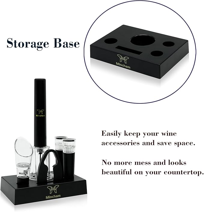 Air Pressure Wine Bottle Opener with Foil Cutter, Wine Aerator Pourer, 2 Vacuum Wine Stoppers, Storage Base (6 PCS), Corkscrew Wine Opener, The Best Wine gifts for Wine Lovers