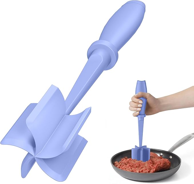Meat Chopper, Hamburger Grinder, Premium Heat Resistant Smasher for Ground Beef, Burger Grinder Nylon Potato Mix Tool-Purple