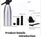 Raguso Soda Bottle Fashionable Attractive Alloy Soda Syphon Bottle Seltzer Portable Siphon Carbonated Seltzer Water Maker With Pressure Regulator for Mojitos Cocktails Juice Drinks(Silver) Sodamaker