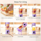 MIAOKE Portable Blender, Personal Mini Juice, USB Rchargeable Juicer Cup with Six Blades in 3D, Smoothie Blender Home/Office/Outdoors