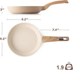 SENSARTE Nonstick Frying Pan Skillet, Egg pan, Omelette Pan, Healthy Cookware Chef's Pan, PFOA Free, 9.5 Inch, Taupe