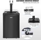 VEVOR Beer Kegerator, Dual Tap Commercial Draft Beer Dispenser for D system, Full Size Keg Refrigerator with 5lbs CO2 Tank, Hold 2 Sixth / 2 Ball lock keg, Black