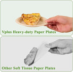 Vplus 125 Pack 6 inch Paper Plates 100% Compostable, Heavy-Duty Disposable Paper Plates Bagasse Natural Biodegradable Eco-Friendly Sugarcane(Nature)