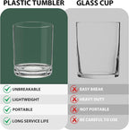 12 Oz Plastic Whiskey Glasses Set of 6 – Unbreakable Old Fashioned Cocktail Cups, Clear Reusable Plastic Drinking Glasses, Outdoor Glassware, Dishwasher Safe & BPA-Free