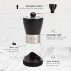 Primula Manual Adjustable Burr Coffee Grinder - Ceramic Mill & Brushed Stainless Steel Body - Whole Bean for French Press, Cold Brew, Espresso, Camping, And More