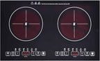 24 inch 2 Burners Electric Cooktop 110V Ceramic Electric Stove with 2 Cooktops 2200W Ajustable portable Electric Cooktop for Cooking(2 Burner Countertop)