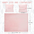 Travel Blanket Pillow, Premium 2 in 1 Flannel Airplane Blanket Compact for Travel,Office, Home,Travel Essentials Accessories for Plane and Car,Compact Office Blanket (Pink)