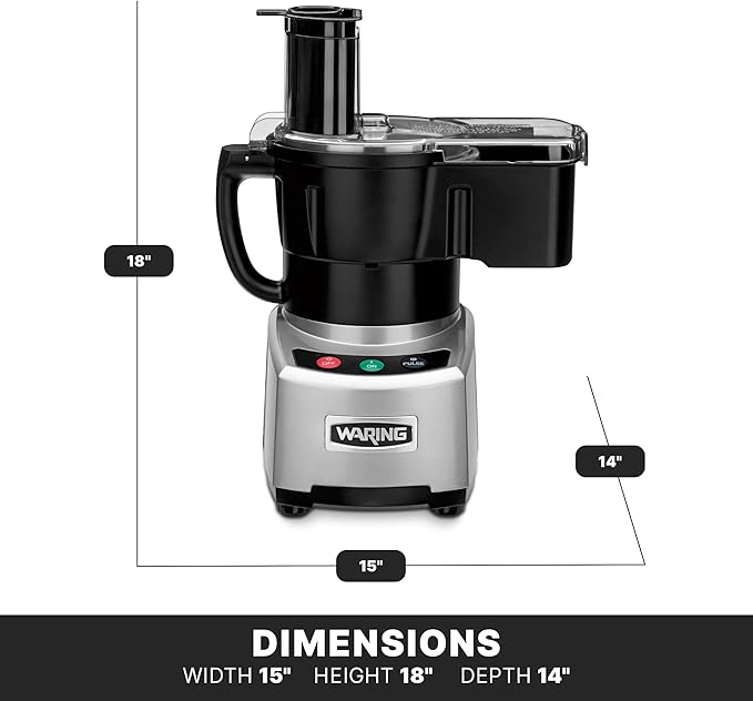 Waring Commercial WFP16SCD 4 Quart Continuous Feed Food Processor, 2 HP Motor, Extra Large Feed Tube, Patented LiquiLock Seal Bowl System, Includes 4 Quart Clear Cutter/Mixer Bowl, Dicing, Shredding, Slicing, Whipping Disc and a Standard S blade for Ch...