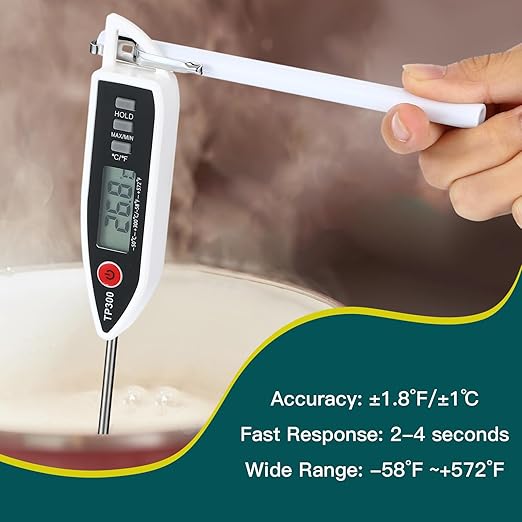 Copkim 12 Set Waterproof Food Thermometer for Water, Liquid, Candle and Cooking Digital Meat Thermometer with Long Probe Instant Read for Kitchen BBQ Grill Candy (White)