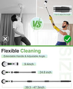 Electric Spin Scrubber, Cordless Cleaning Brush, Shower Scrubber with 9 Floor Machine Pads, 2H Power Dual Speed, Adjustable Extension Handle, IPX7 Waterproof for Floor Carpet Tub Tile Car, O-White.