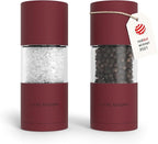 LARS NYSØM Salt and Pepper Grinder Set, Manual Salt and Pepper Mills with Adjustable Ceramic Grinder, Design Spice Shaker Set (Berry Red)