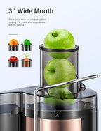 Juicer Machine, 800W Centrifugal Juicer Extractor with Wide Mouth 3” Feed Chute for Fruit Vegetable, Easy to Clean, Stainless Steel, BPA-free (Rose Gold)