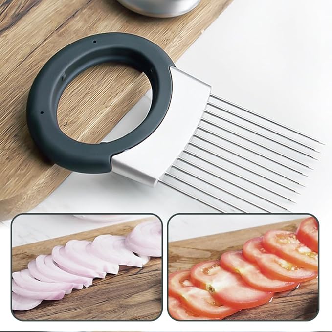 Onion Holder for Slicing, Stainless Steel Onion Slicing Rack, 2026 Upgraded Slicer, Lemon Slicer Vegetable Cutter, Home Kitchen Tools, Fruit, Lemon Slice Aids (2pc)
