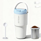 Portable Coffee Maker Mug for Travel,Mini Espresso Coffee Machine,20 oz Thermos Cup with Lid Fast Extraction Electric Filter Brewer,Insulated Stainless Steel Tumbler(White)