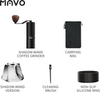 MAVO Manual Coffee Grinder, Shadow Wand Hand Coffee Grinder, Capacity 25g with CNC Stainless Steel 7-Axis Conical Burr, Adjustable Setting, Burr Coffee Bean Grinder for Pour Over, Espresso (Black)
