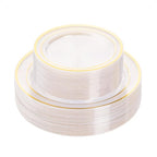 BESTVIP 50PCS Clear Plastic Plate, Disposable Party Plates with 25 Dinner and 25 Dessert Plates, Plastic Plate for Party, Wedding and Birthday