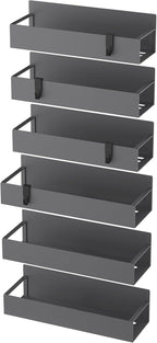 HuggieGems 6 Pack Magnetic Spice Storage Rack Organizer for Refrigerator and Oven, Dark Gray Fridge Organizers and Storage