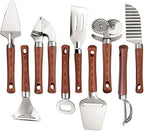 9-Piece Kitchen Tools and Gadgets Set with Wood Imitation Handle BRIIEC Stainless Steel Cooking Utensils Kitchen Accessories Includes Can Opener Garlic Press Peeler