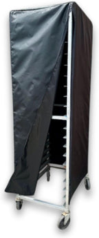 Bakery Food Pan Sheet Rack Cover – Heavy Duty PVC Vinyl Zippered Bun Pan Rack Cover – Long-lasting Use Durable Cover with 2 Zippers – Made in USA (All Sides Black, 23"W x 28"L x 63"H)