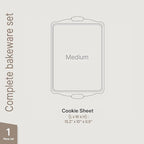 BAKKEN Kitchen Baking Pans - 15.15 x 10.03" Medium Nonstick Sheet, Durable Carbon Steel Cookie Sheet with Gray Silicone Handles, PFOA, PFOS, PTFE Free, Oven Safe Tray (Up To 450°F), Set of 1