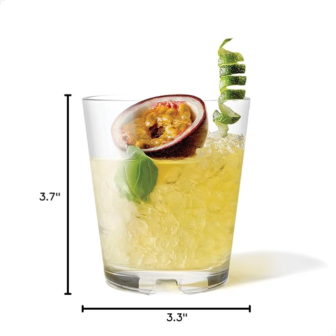 TOSSWARE RESERVE 12oz Stacking Double Old Fashioned, Premium Quality, Tritan Dishwasher Safe & Heat Resistant Unbreakable Plastic Old Fashioned Glasses, Clear (Pack of 48)