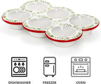 Hiceeden 2 Pack Ceramic Muffin Pans, 6 Cup Non-Stick Muffin Tin Cupcake Pan, Floral Baking Pans with Red Rim for Puddings, Muffins, Cakes, Quiches, Brownies
