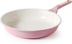 SENSARTE Nonstick Ceramic Frying Pan 12.5-Inch, Healthy Non Toxic Skillet, Induction Omelet Pan with Heat Resistant Handle, PFAS-Free, Pink