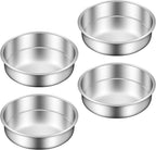 Ohtomber 8 Inch Cake Pan - Set of 4 Stainless Steel Round Layer Cake Baking Pans Molds, Tins, Stackable Baking Set, Even Heating, Dishwasher Safe Non-Toxic Bakeware Dish for Birthday Wedding Christmas