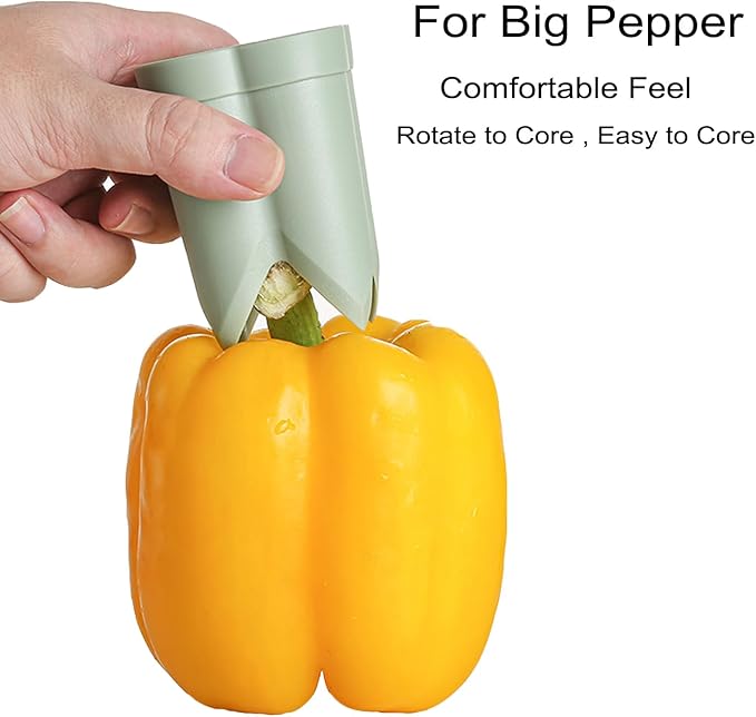 Pepper Seed Corer Remover, Upgrade 2 in 1 Bell Pepper Cutter Quickly Cutting and Deseeding Bell Pepper Corer Tool for Vegetables Kitchen Gadget