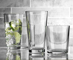 Glaver's Drinking Glasses Set of 12. Glassware set, 6 Highball Glass Cups, 6 Whiskey glasses. Classic Drinkware Set 17 oz Tall Glasses Set and 13 oz Rock Glasses.