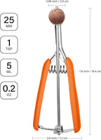 Extra Small Cookie Scoop, 1 Tsp Cookie Scoop, Mini Ice Cream Scoop for Melon Baller, Cookie Dough, 0.2oz/ 25mm, Easy Squeeze & Release, Orange