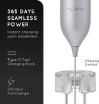 Flendy Rechargeable Milk Frother Handheld With USB-C Charging Stand, Electric Drink Mixer, Mini Whisk for Coffee, Matcha, etc