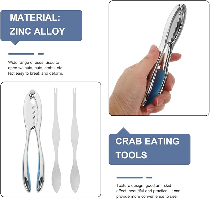 VALICLUD Zinc Alloy Crab Eating Tools Set with 1 Azure Crab Needle Handheld Seafood Crackers and Shellers and Lobster Shell Opening Kitchen Specialty Gadgets for Home Use