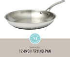 Martha Stewart Castelle Large 12" Stainless Steel Frying Pan Non Toxic Fry Pan Skillet