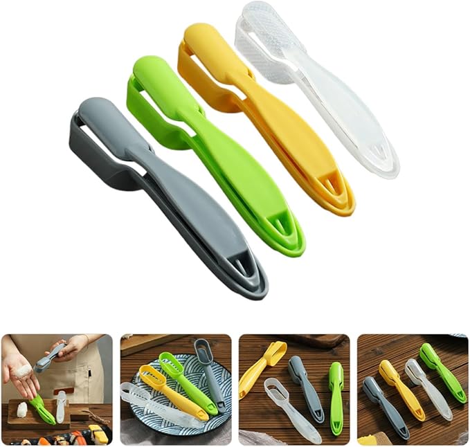 4pcs Sushi Molds Set with Press Type Onigiri Rice Ball Maker, DIY Bento Rice Ball Making Tool for Japanese Cuisine, Kitchen Gadget for Home Cooking, Multi-color