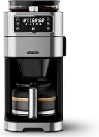 Drip Coffee Maker with Built-in Grinder, 10-Cup Coffee Machine with 24-Hour Delay Timer, Touch Screen, Self-Cleaning, Reusable Filter, 1.5L Removable Water Tank, Warming Plate, Silver