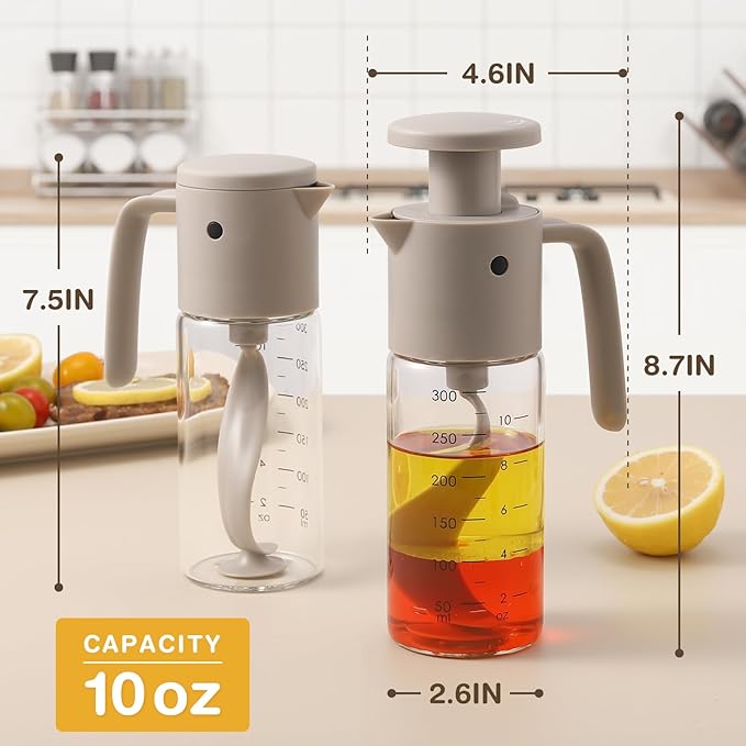 Vucchini Salad Dressing Cruet Salad Dressing Mixer Bottle Salad Dressing Shaker 10oz Homemade-Leak Proof Glass salad cups Juice Storage Ketchup, Gray