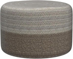S & L Homes Pouf Ottoman - 100% Jute Braided Footrest Pouf Hand Knitted Traditional Cord Boho Pouffe for Living Room, Bedroom, Nursery, Patio, Lounge Colorblock - Natural Ivory (18”x18”x12”)