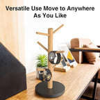 Wisuce Bamboo Mug Holder Tree, Thicker Base Coffee Cup Holder Stand for Counter, Mug Rack with 6 Hooks